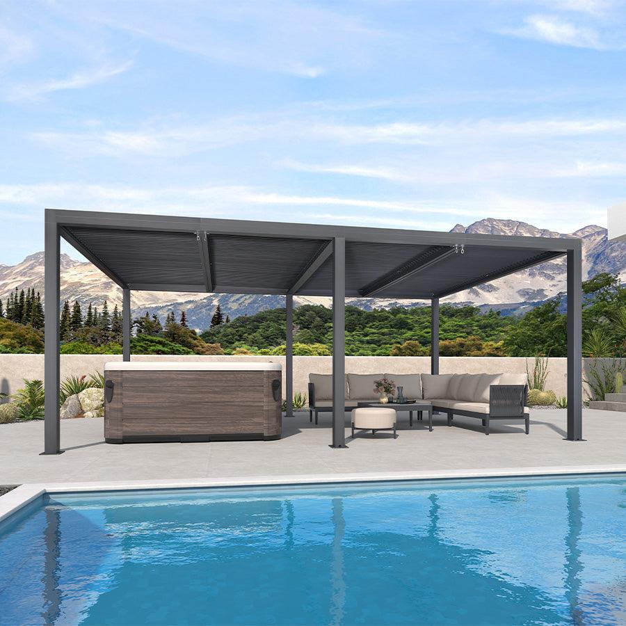 PURPLE LEAF Athena Louvered Pergola Outdoor Aluminum Pergola with Adjustable Roof for Deck Backyard Garden Hardtop Gazebo - Image 64