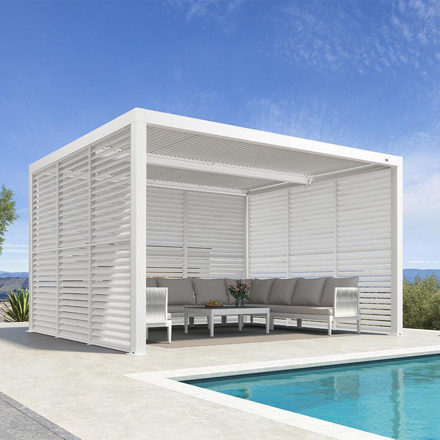 PURPLE LEAF Athena Louvered Pergola white Outdoor Aluminum Pergola with Shutter Wall Adjustable Gazebo Rainproof for Patio Deck Garden - Image 10
