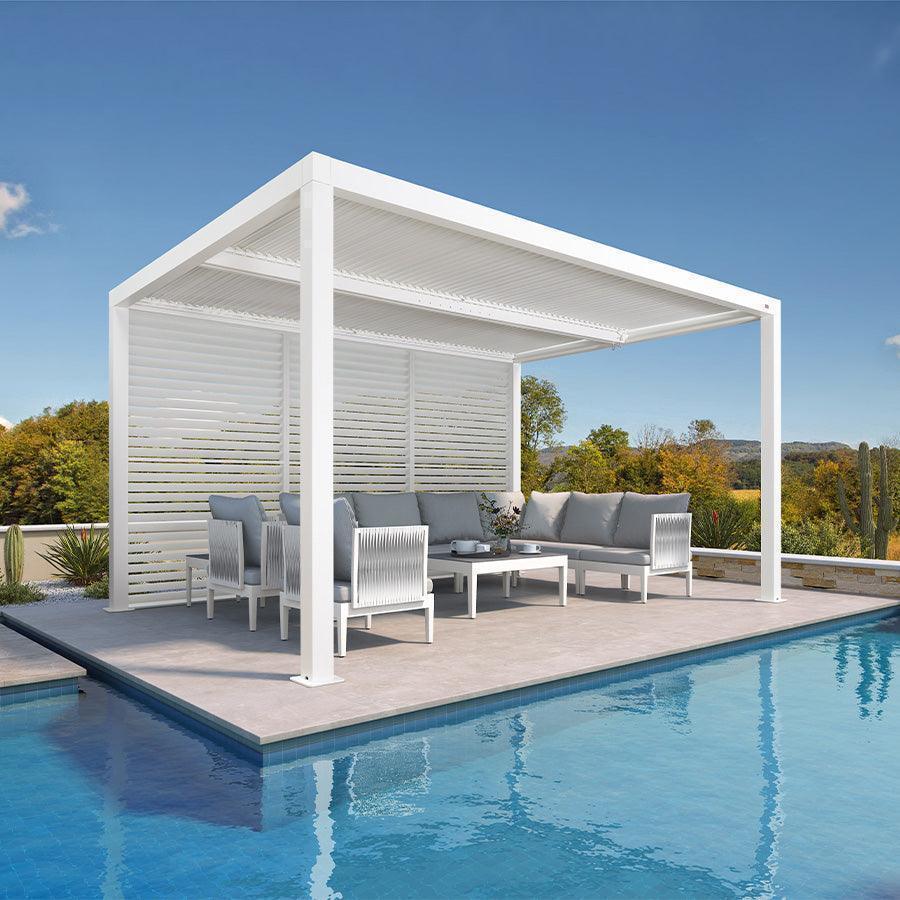 PURPLE LEAF Athena Louvered Pergola white Outdoor Aluminum Pergola with Shutter Wall Adjustable Gazebo Rainproof for Patio Deck Garden - Image 112