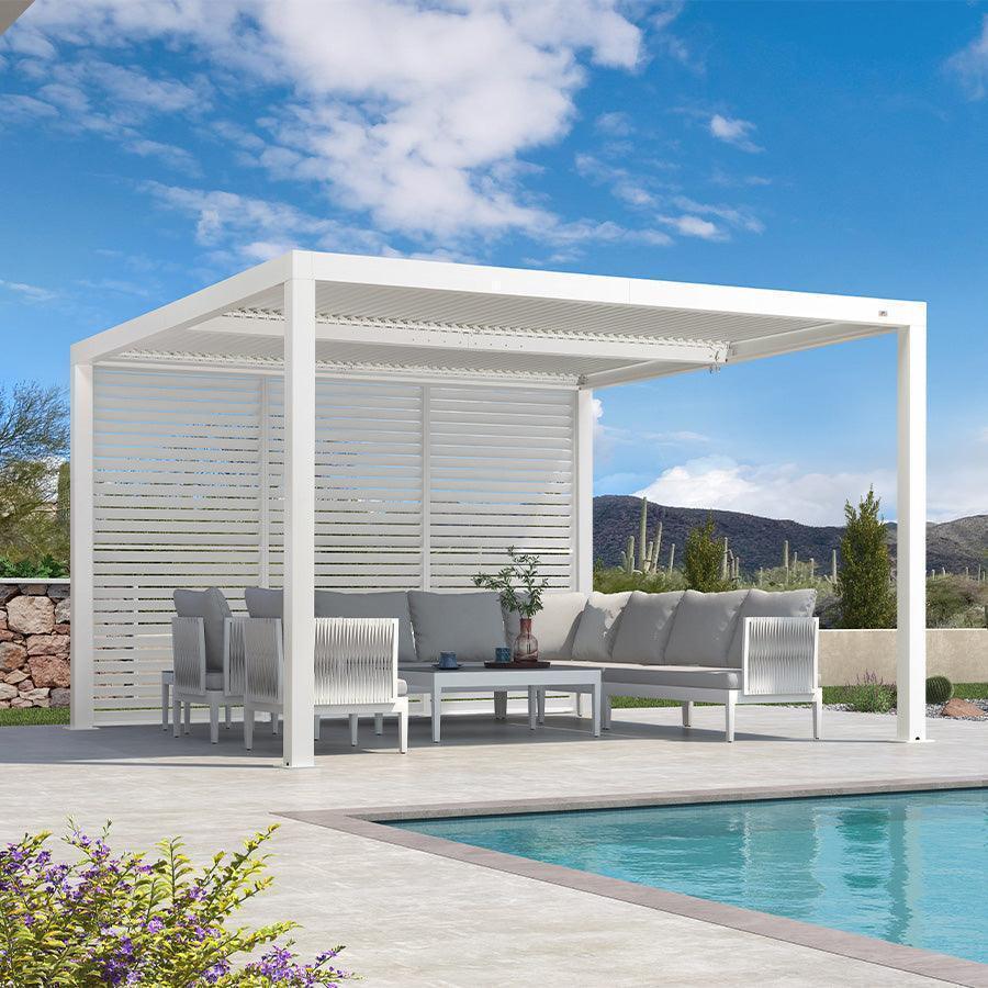 PURPLE LEAF Athena Louvered Pergola white Outdoor Aluminum Pergola with Shutter Wall Adjustable Gazebo Rainproof for Patio Deck Garden - Image 15