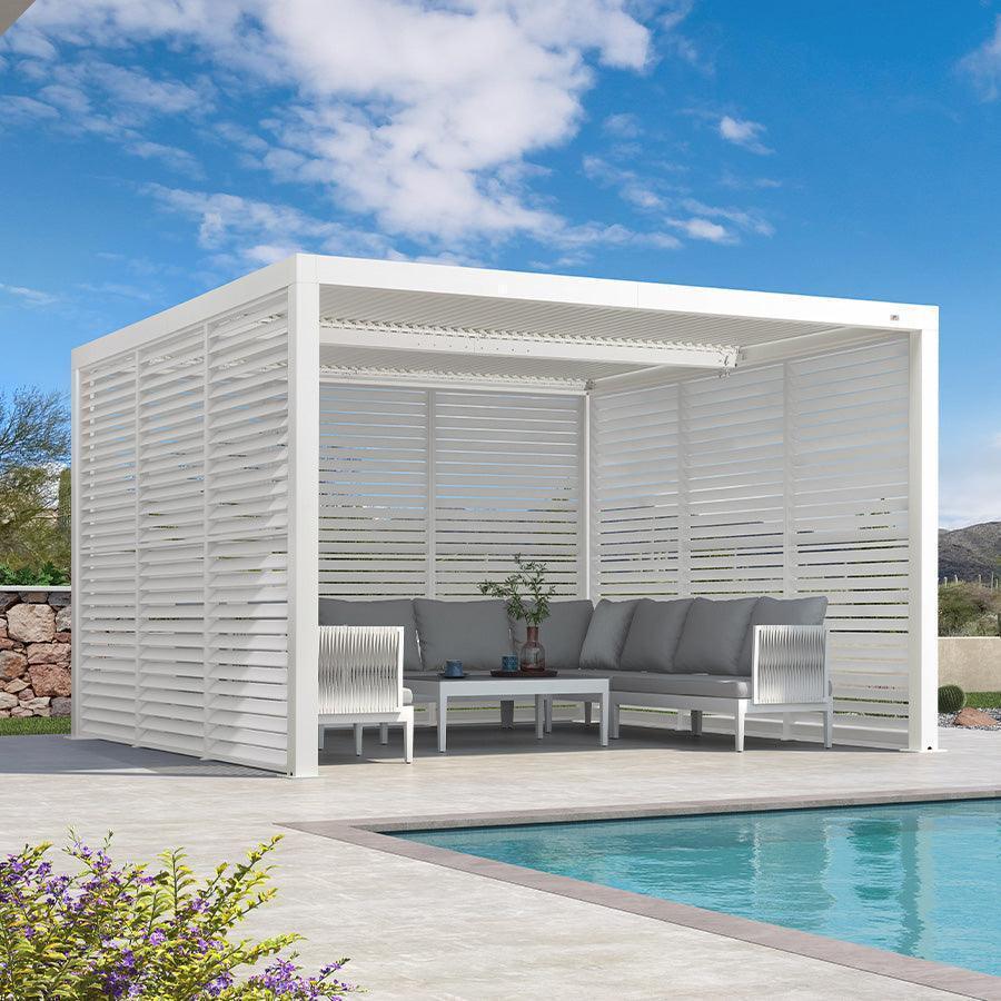 PURPLE LEAF Athena Louvered Pergola white Outdoor Aluminum Pergola with Shutter Wall Adjustable Gazebo Rainproof for Patio Deck Garden - Image 16