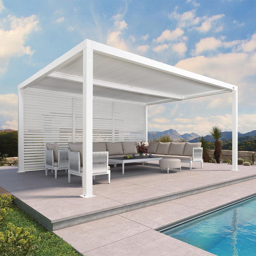 PURPLE LEAF Athena Louvered Pergola white Outdoor Aluminum Pergola with Shutter Wall Adjustable Gazebo Rainproof for Patio Deck Garden - Image 21