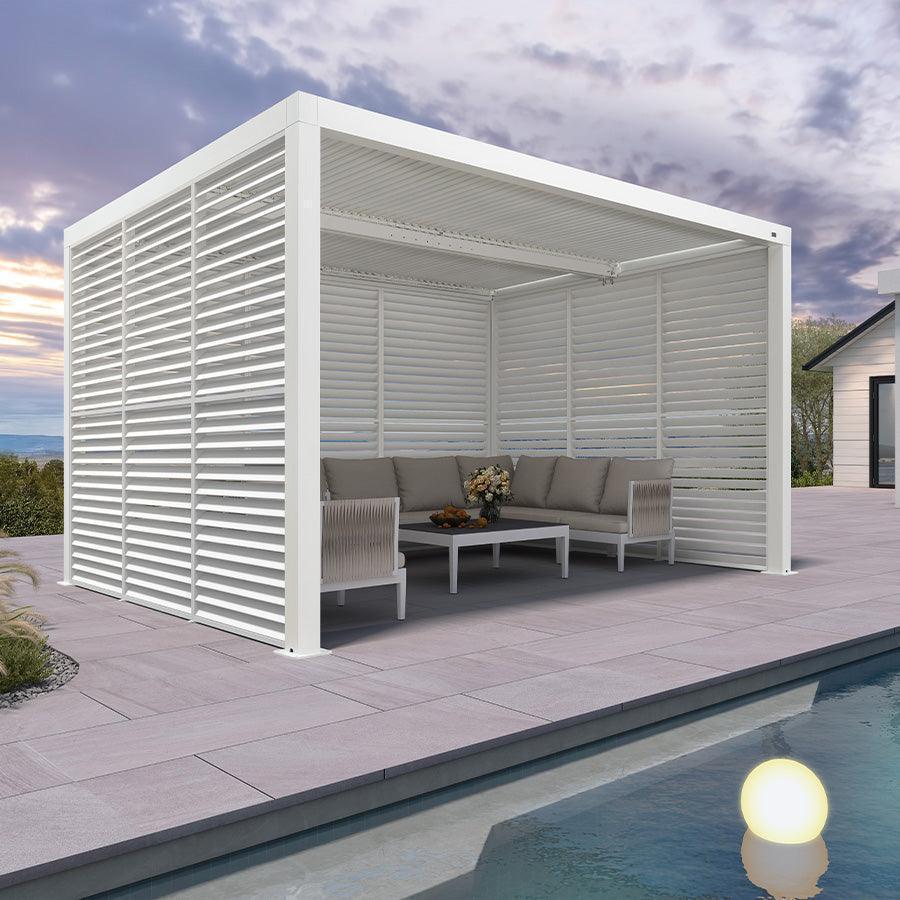 PURPLE LEAF Athena Louvered Pergola white Outdoor Aluminum Pergola with Shutter Wall Adjustable Gazebo Rainproof for Patio Deck Garden - Image 34