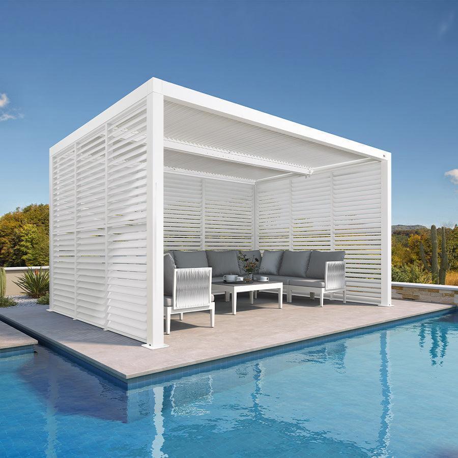 PURPLE LEAF Athena Louvered Pergola white Outdoor Aluminum Pergola with Shutter Wall Adjustable Gazebo Rainproof for Patio Deck Garden - Image 43