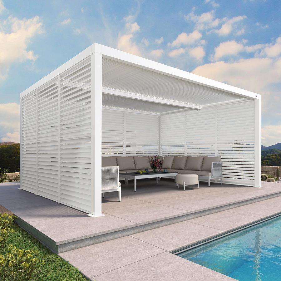 PURPLE LEAF Athena Louvered Pergola white Outdoor Aluminum Pergola with Shutter Wall Adjustable Gazebo Rainproof for Patio Deck Garden - Image 72