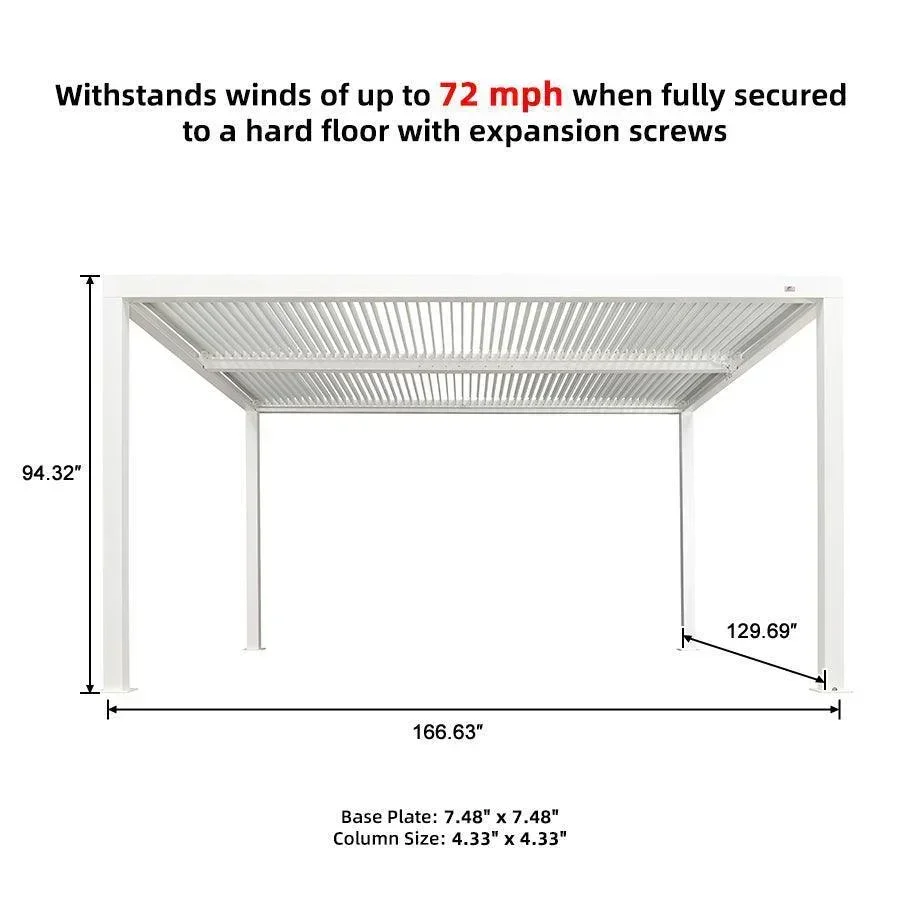PURPLE LEAF Athena Louvered Pergola white Outdoor Aluminum Pergola with Shutter Wall Adjustable Gazebo Rainproof for Patio Deck Garden - Image 88