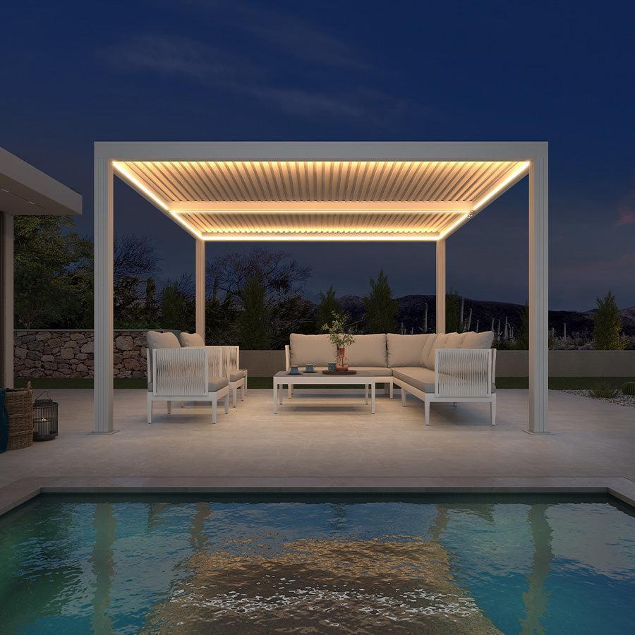 PURPLE LEAF Athena Louvered Pergola White Outdoor Aluminum Pergola with Strip Lights Adjustable Gazebo for Patio Deck Garden - Image 10
