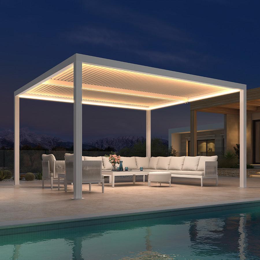 PURPLE LEAF Athena Louvered Pergola White Outdoor Aluminum Pergola with Strip Lights Adjustable Gazebo for Patio Deck Garden - Image 13