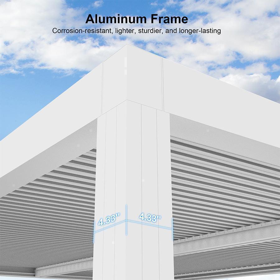 PURPLE LEAF Athena Louvered Pergola White Outdoor Aluminum Pergola with Strip Lights Adjustable Gazebo for Patio Deck Garden - Image 20