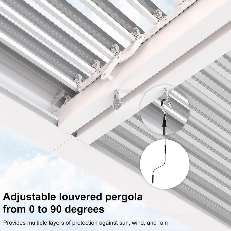 PURPLE LEAF Athena Louvered Pergola White Outdoor Aluminum Pergola with Strip Lights Adjustable Gazebo for Patio Deck Garden - Image 21