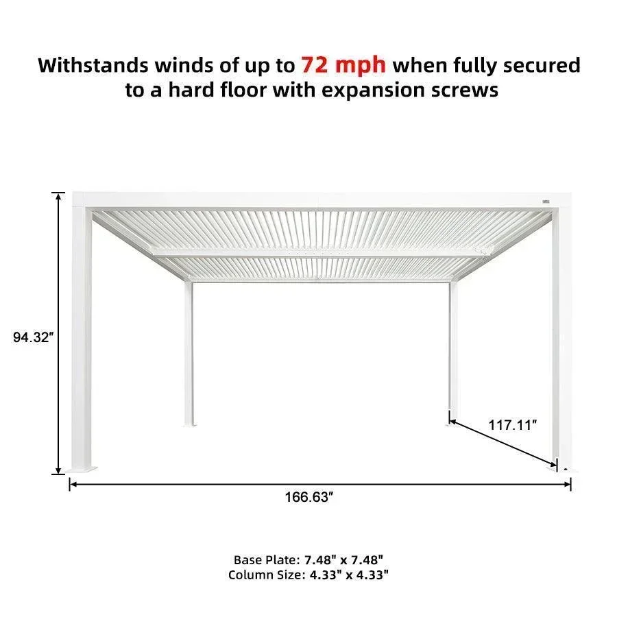 PURPLE LEAF Athena Louvered Pergola White Outdoor Aluminum Pergola with Strip Lights Adjustable Gazebo for Patio Deck Garden - Image 27