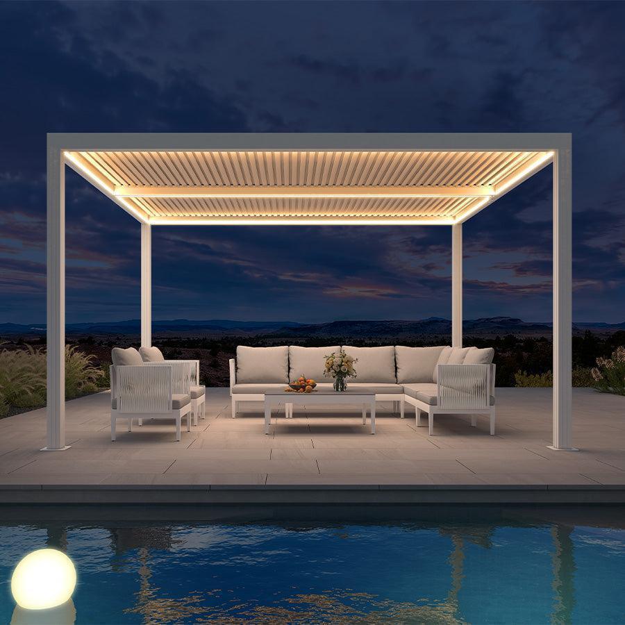 PURPLE LEAF Athena Louvered Pergola White Outdoor Aluminum Pergola with Strip Lights Adjustable Gazebo for Patio Deck Garden - Image 3
