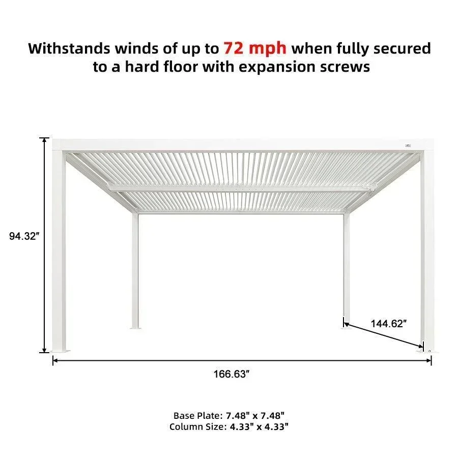 PURPLE LEAF Athena Louvered Pergola White Outdoor Aluminum Pergola with Strip Lights Adjustable Gazebo for Patio Deck Garden - Image 31