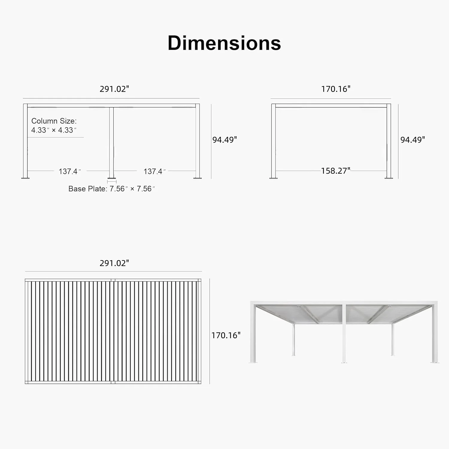 PURPLE LEAF Athena Louvered Pergola White Outdoor Aluminum Pergola with Strip Lights Adjustable Gazebo for Patio Deck Garden - Image 38