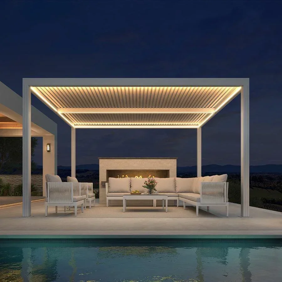 PURPLE LEAF Athena Louvered Pergola White Outdoor Aluminum Pergola with Strip Lights Adjustable Gazebo for Patio Deck Garden - Image 7