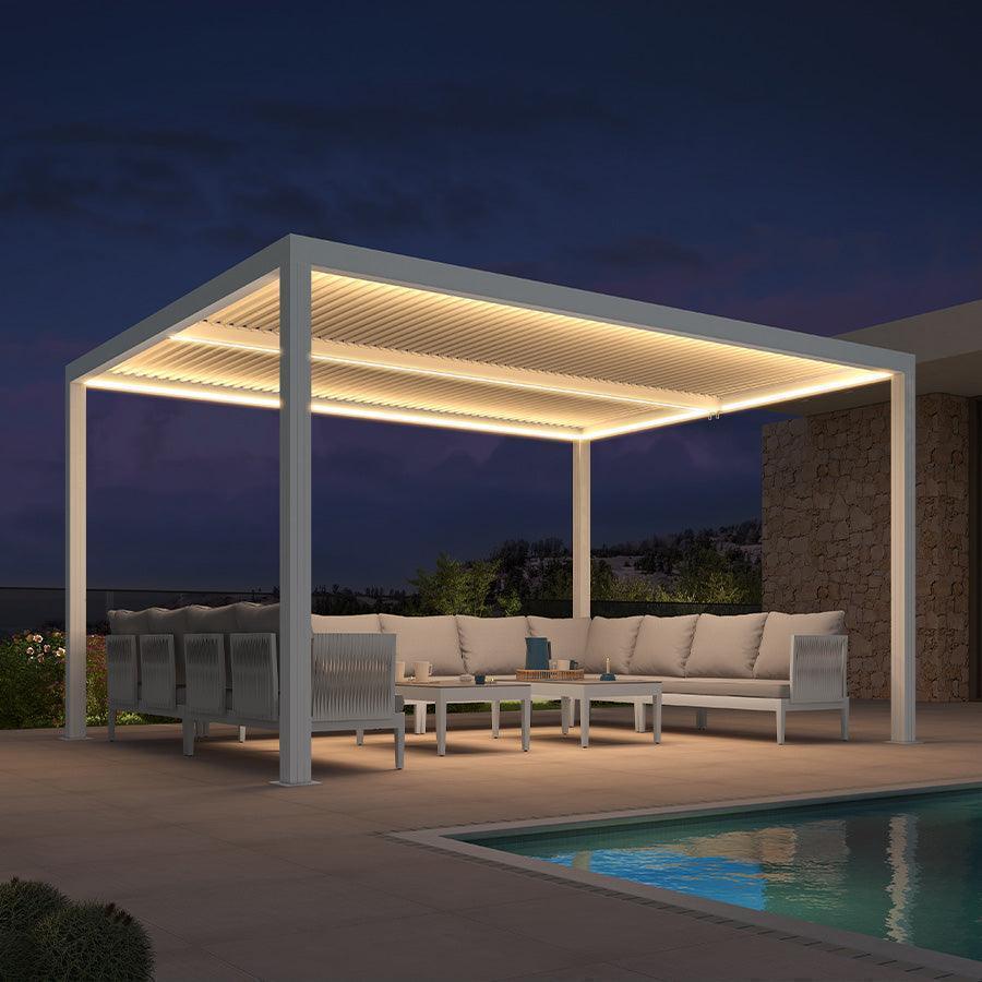 PURPLE LEAF Athena Louvered Pergola White Outdoor Aluminum Pergola with Strip Lights Adjustable Gazebo for Patio Deck Garden - Image 9