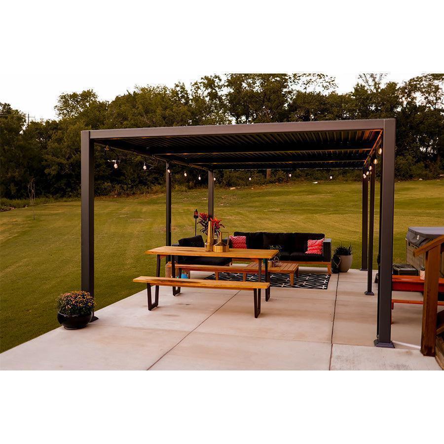 PURPLE LEAF Caesar Louvered Pergola with Milky String Lights Patio Aluminum Pergola with Independent Adjustable Rainproof Roof With Milky Lights - Image 41