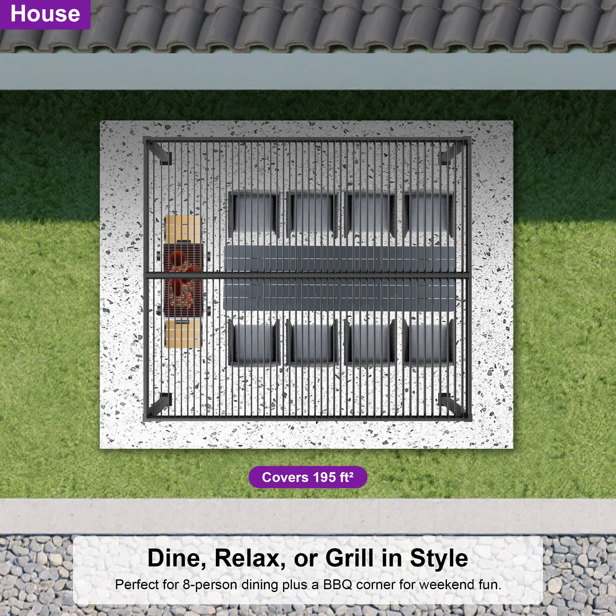 PURPLE LEAF Caesar Louvered Pergola with Yellow String Lights Patio Aluminum Pergola with Independent Adjustable Rainproof Roof Hardtop Pergola for Outdoor Deck Garden Yard - Image 55
