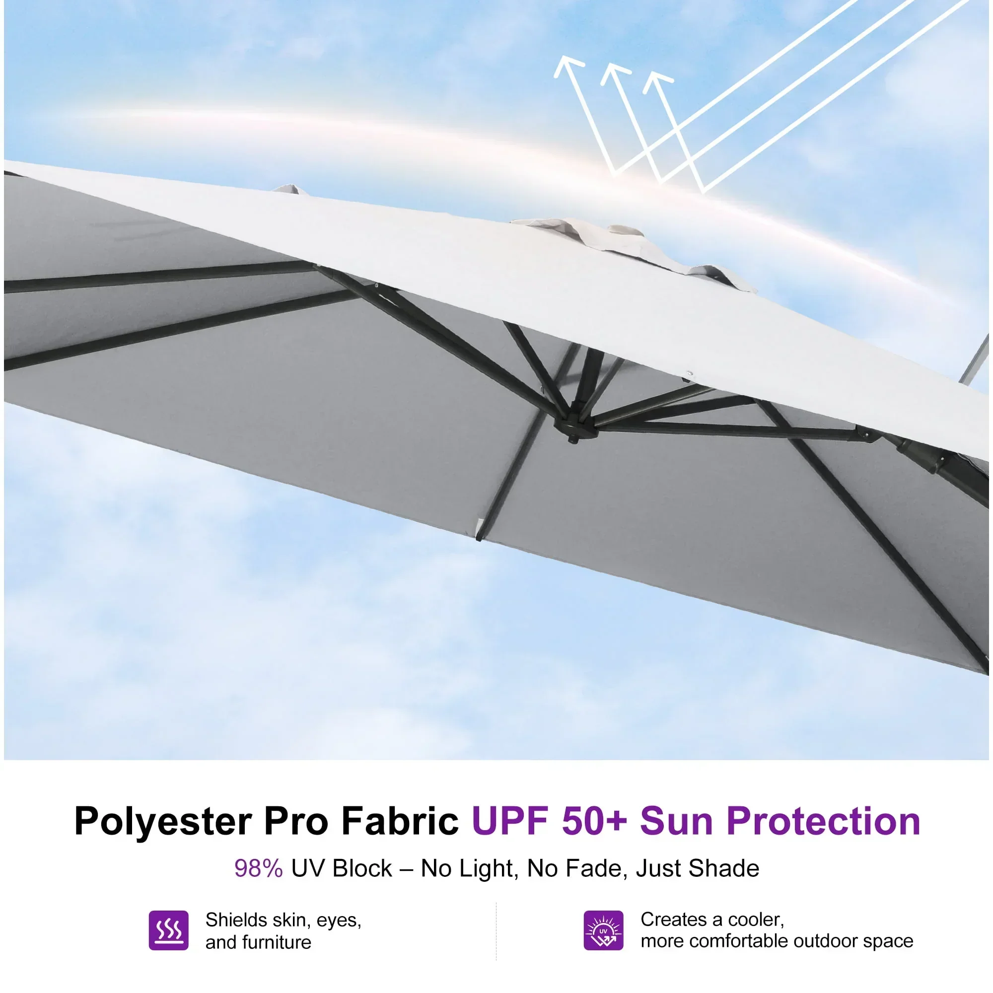 PURPLE LEAF UV Resistant Left-right Tilting Patio Umbrella Swivel Outdoor Umbrella - Image 33