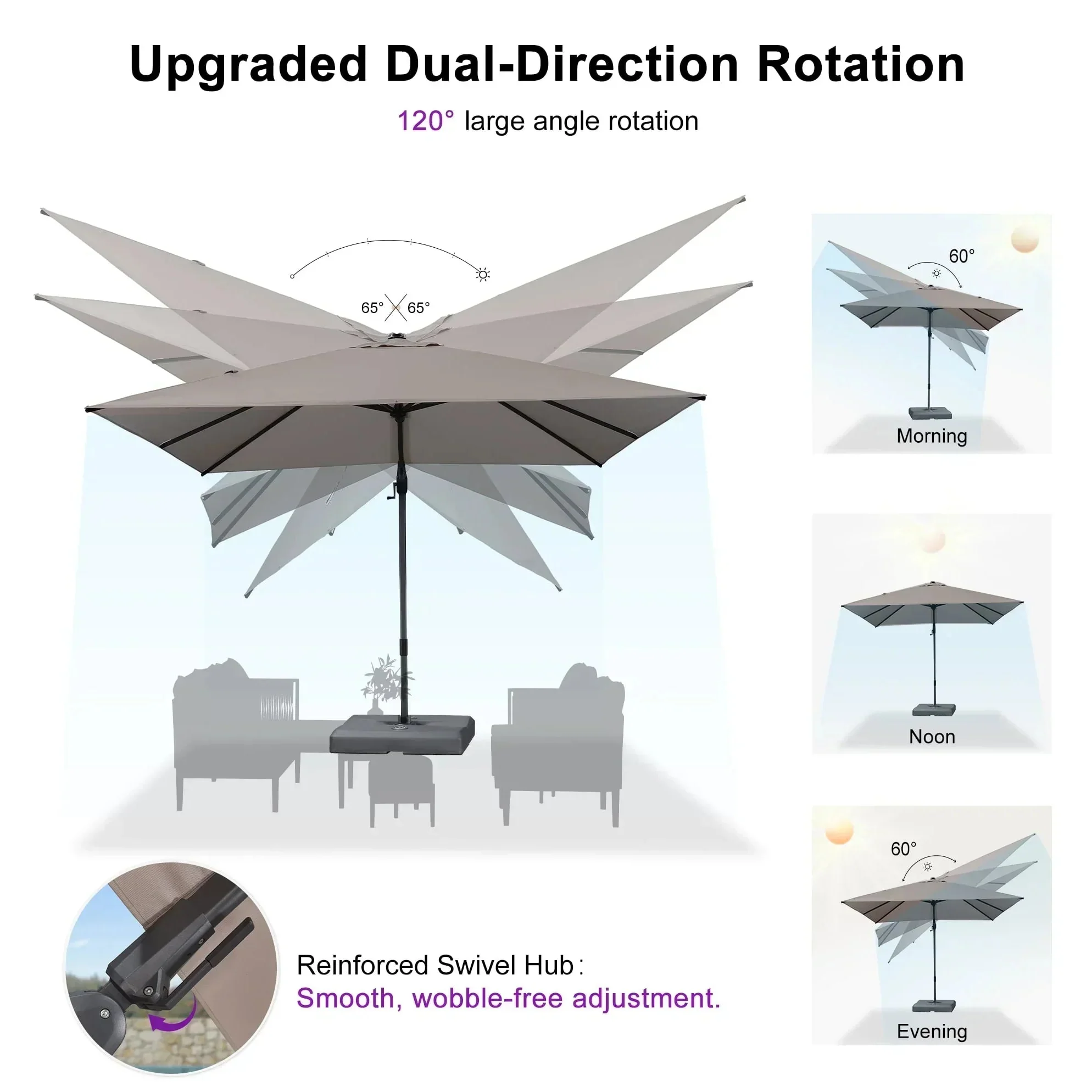 PURPLE LEAF UV Resistant Left-right Tilting Patio Umbrella Swivel Outdoor Umbrella - Image 41