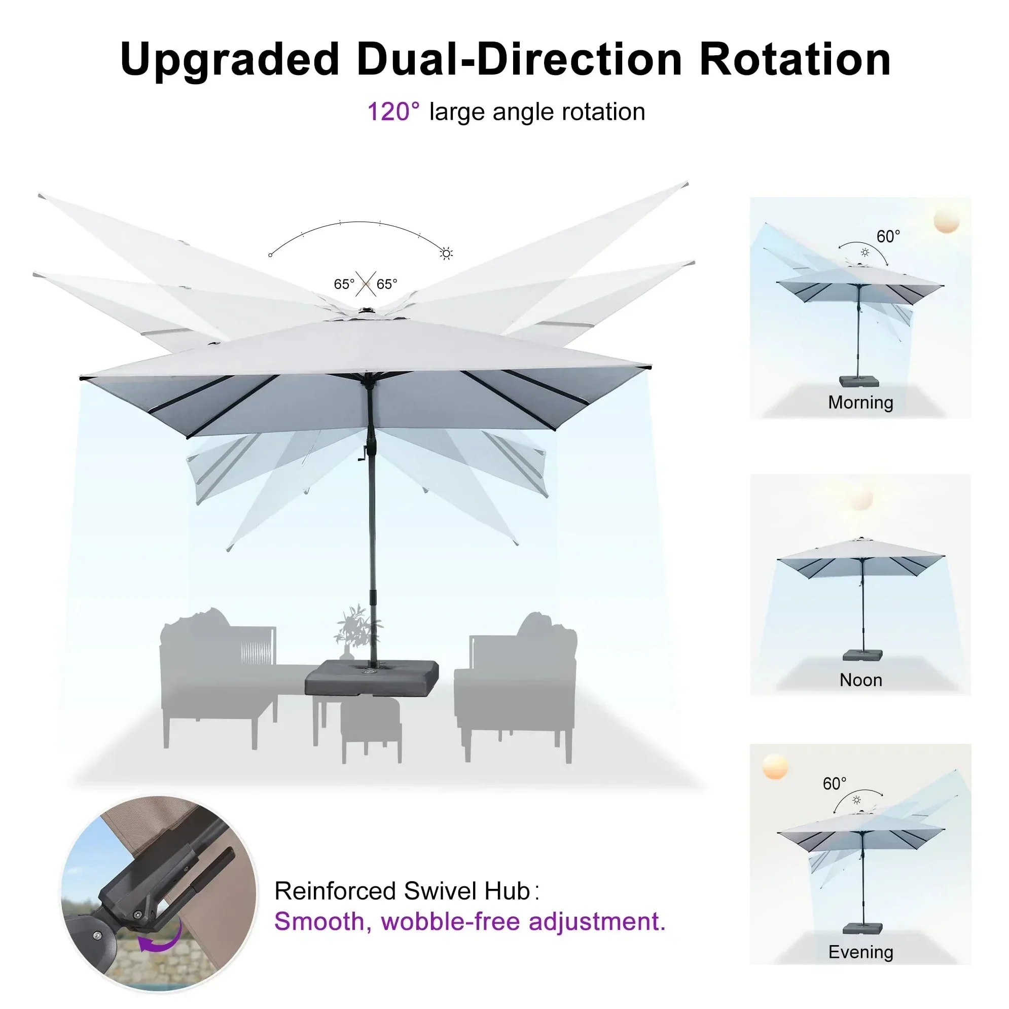 PURPLE LEAF UV Resistant Left-right Tilting Patio Umbrella Swivel Outdoor Umbrella - Image 49