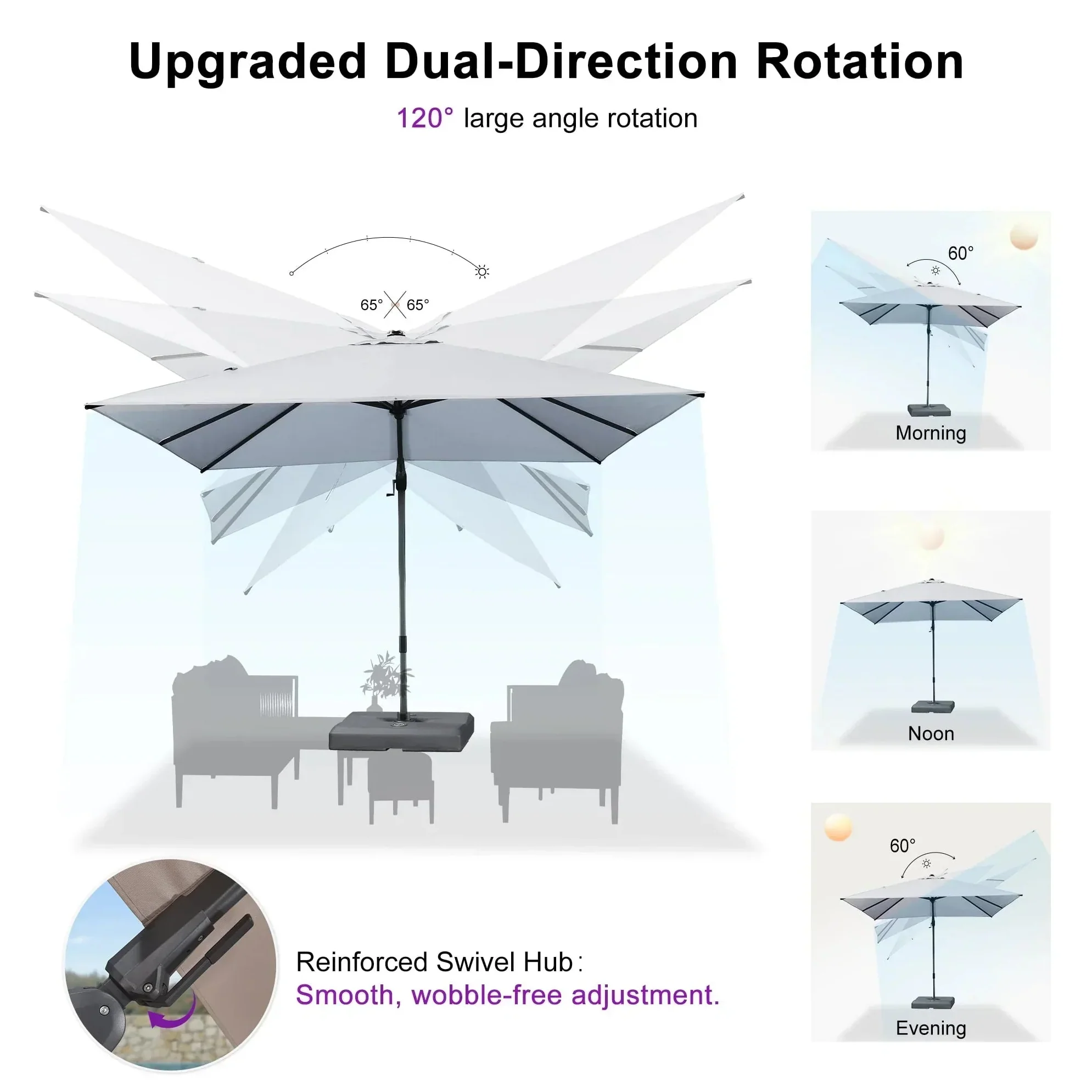 PURPLE LEAF UV Resistant Left-right Tilting Patio Umbrella Swivel Outdoor Umbrella - Image 79