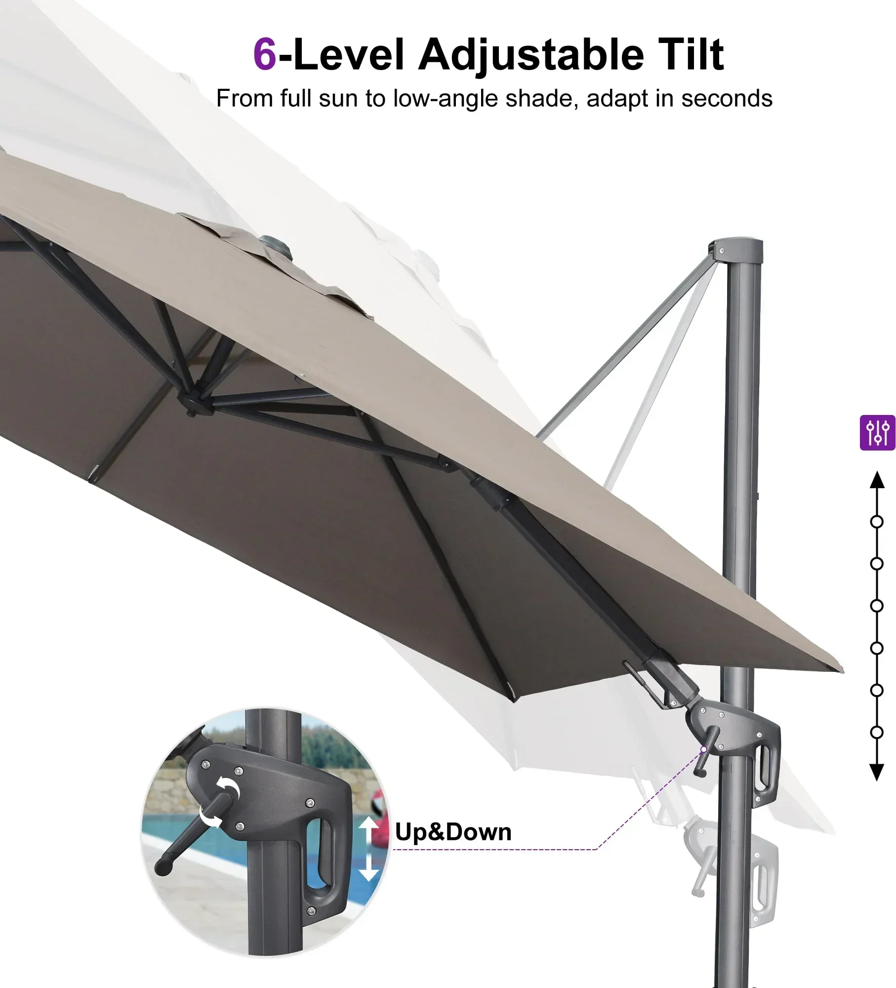 PURPLE LEAF UV Resistant Left-right Tilting Patio Umbrella Swivel Outdoor Umbrella - Image 89