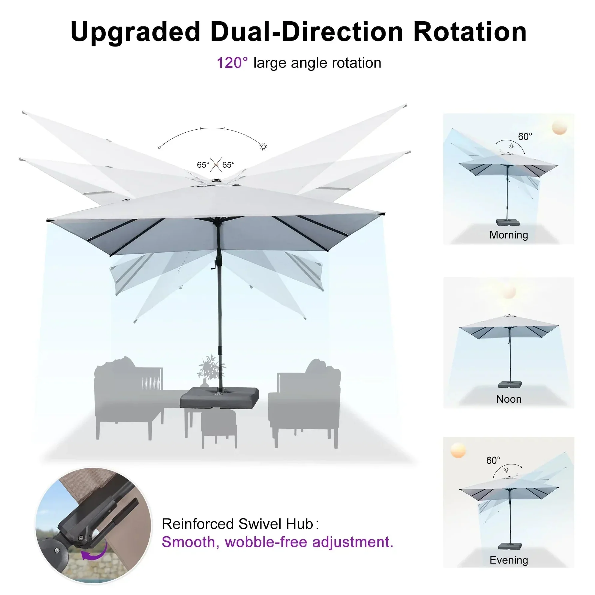 PURPLE LEAF UV Resistant Left-right Tilting Patio Umbrella Swivel Outdoor Umbrella - Image 94