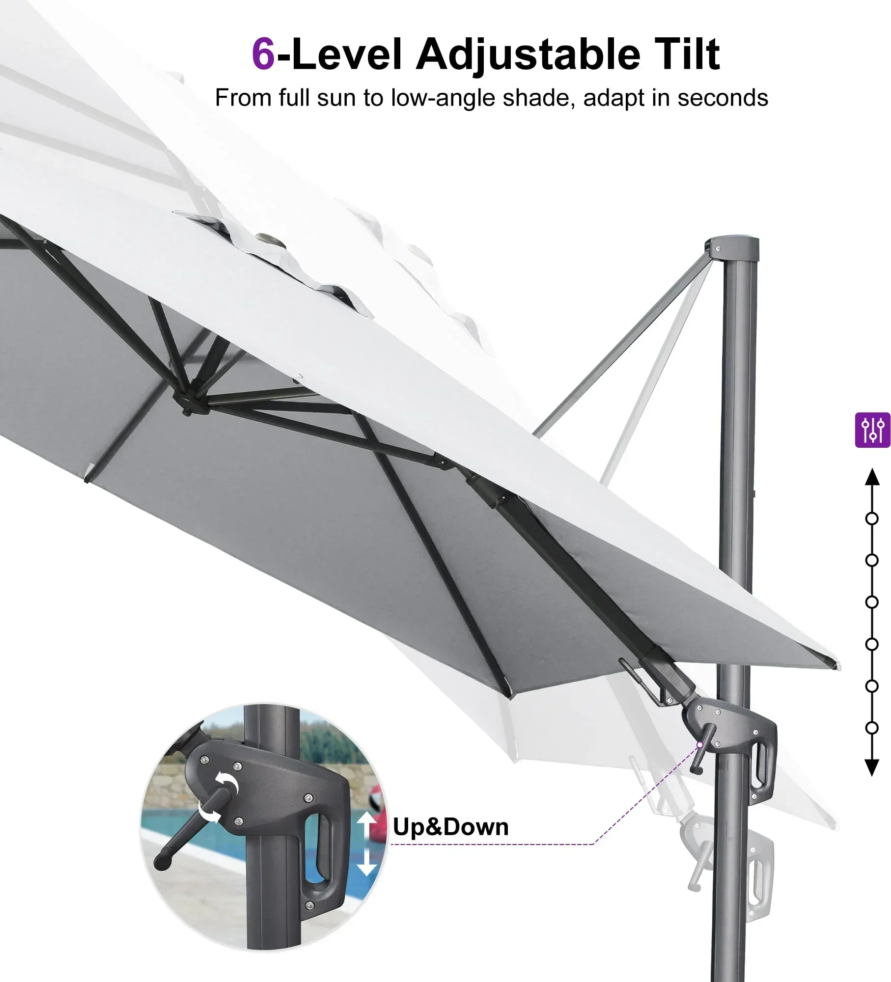 PURPLE LEAF UV Resistant Left-right Tilting Patio Umbrella Swivel Outdoor Umbrella - Image 96