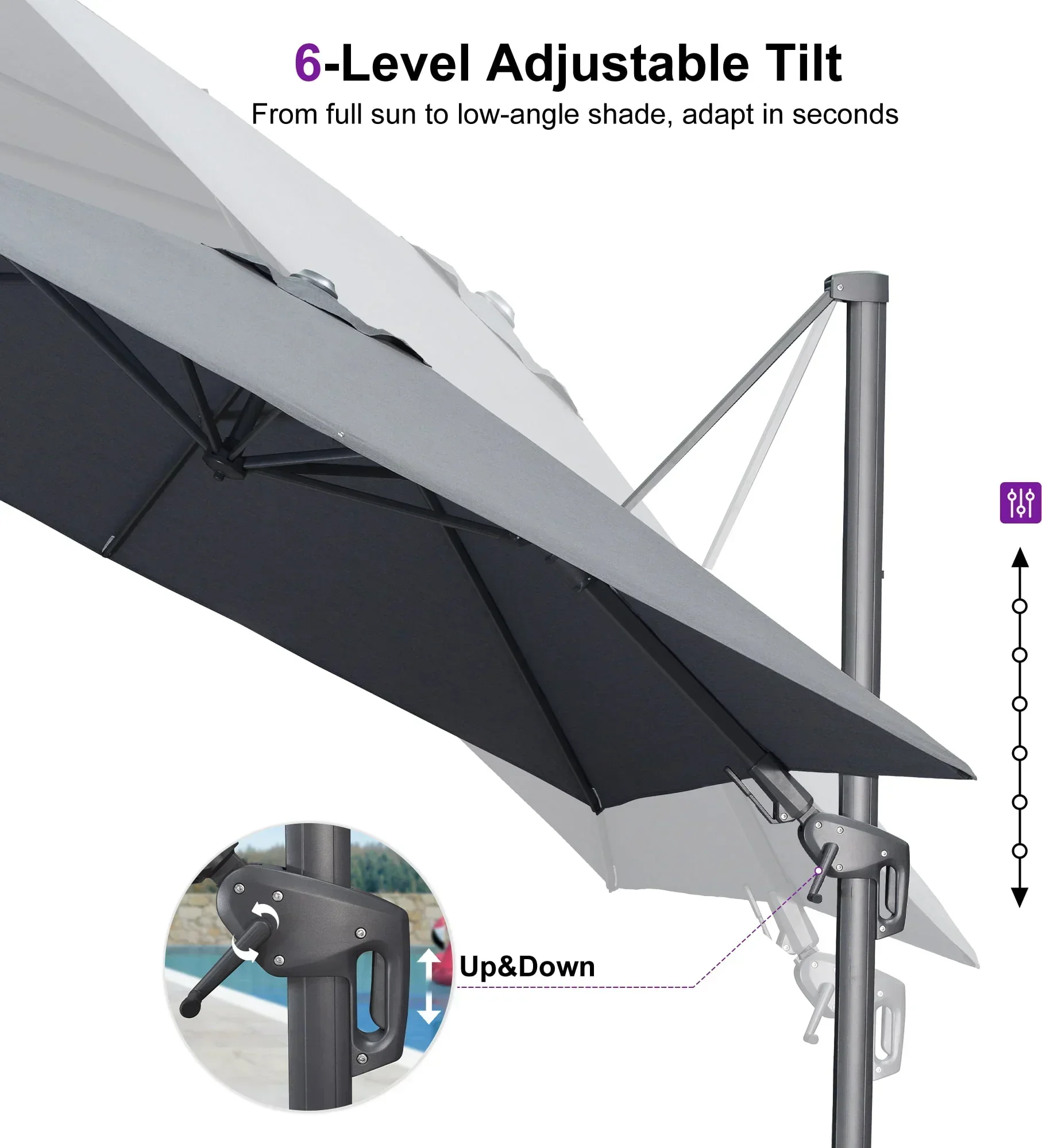 PURPLE LEAF UV Resistant Left-right Tilting Patio Umbrella Swivel Outdoor Umbrella - Image 103