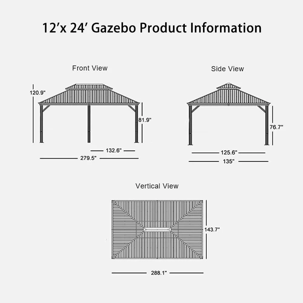 PURPLE LEAF Outdoor Hardtop Gazebo for Garden Bronze Double Roof Aluminum Frame Pavilion - Image 43