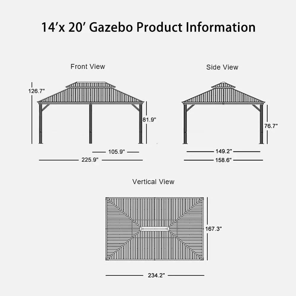 PURPLE LEAF Outdoor Hardtop Gazebo for Garden Bronze Double Roof Aluminum Frame Pavilion - Image 44