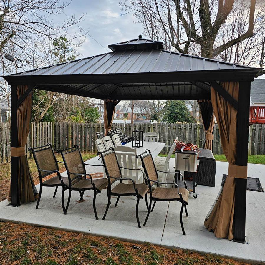 PURPLE LEAF Outdoor Hardtop Gazebo for Garden Bronze Double Roof Aluminum Frame Pavilion - Image 69