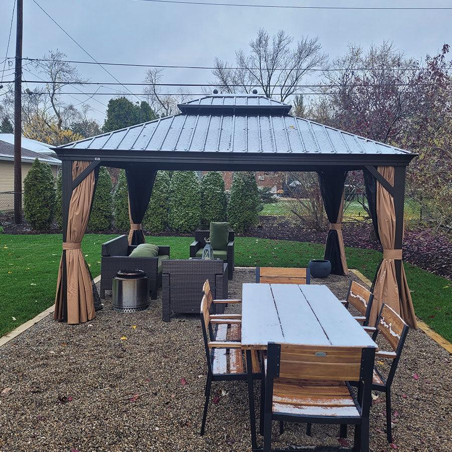 PURPLE LEAF Outdoor Hardtop Gazebo for Garden Bronze Double Roof Aluminum Frame Pavilion - Image 70