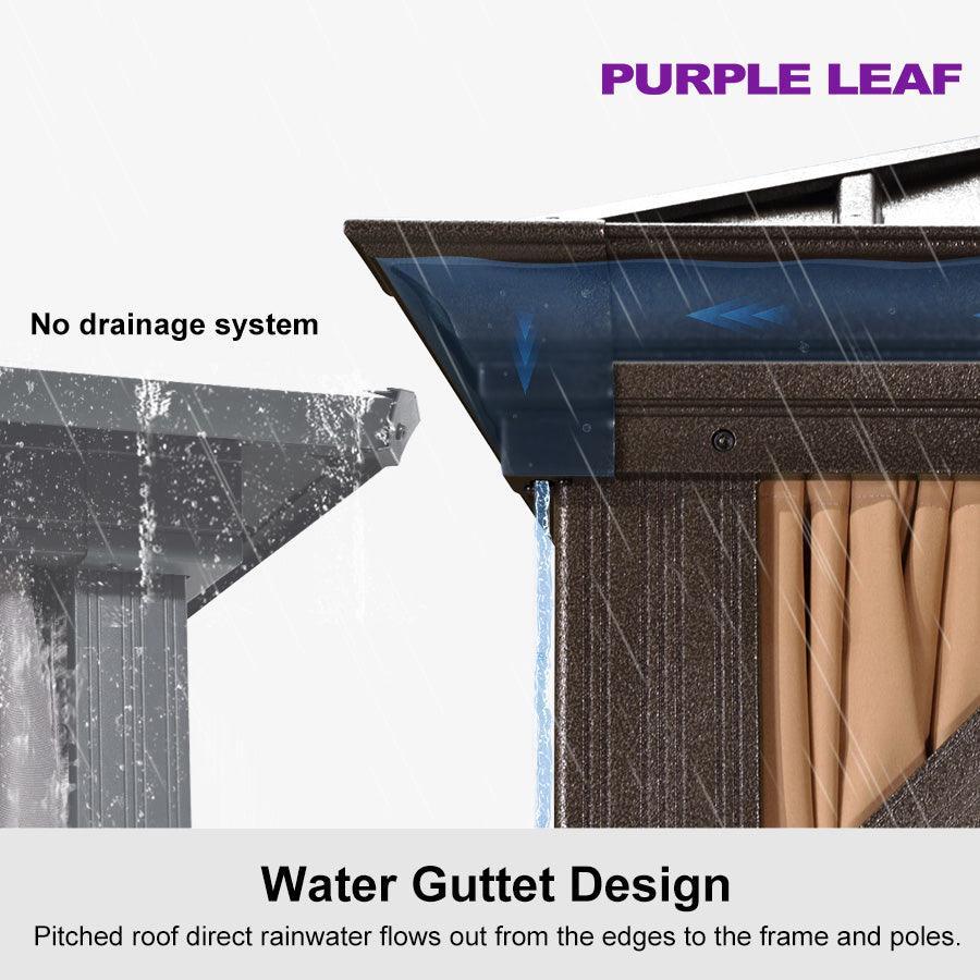 PURPLE LEAF Outdoor Hardtop Gazebo for Garden Bronze Double Roof Aluminum Frame Pavilion - Image 83