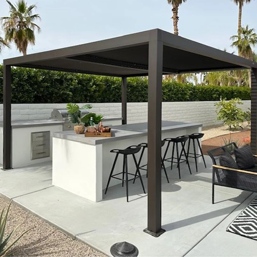 PURPLE LEAF Athena Outdoor Louvered Pergola Adjustable Metal Roof Bronze Hardtop Gazebo Patio Pavilion - Image 102