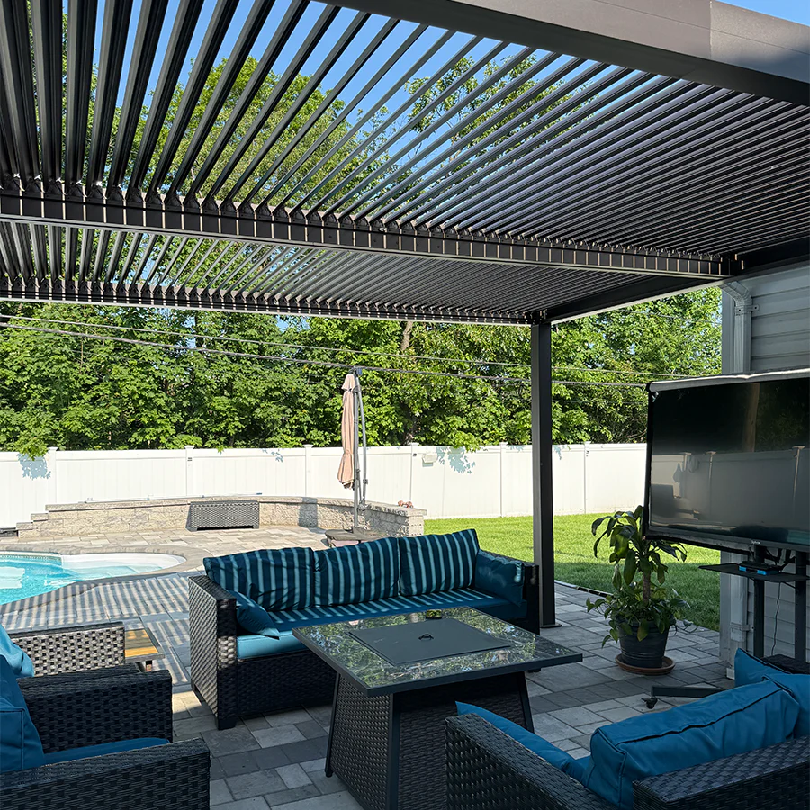 PURPLE LEAF Athena Outdoor Louvered Pergola Adjustable Metal Roof Bronze Hardtop Gazebo Patio Pavilion - Image 103