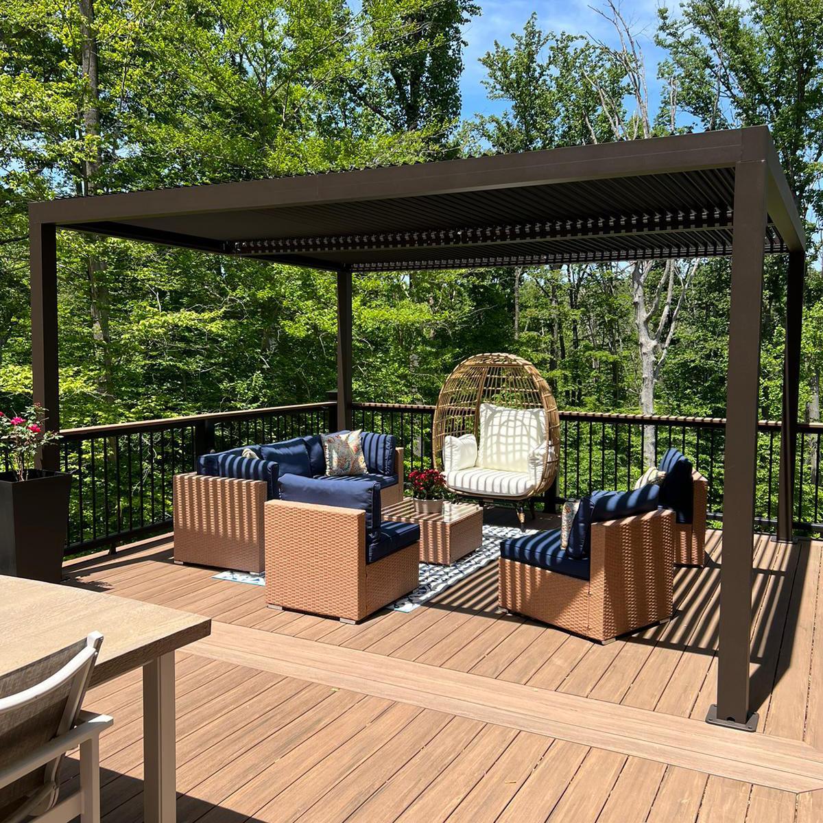 PURPLE LEAF Athena Outdoor Louvered Pergola Adjustable Metal Roof Bronze Hardtop Gazebo Patio Pavilion - Image 13