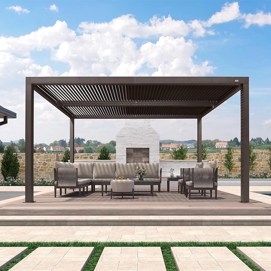 PURPLE LEAF Athena Outdoor Louvered Pergola Adjustable Metal Roof Bronze Hardtop Gazebo Patio Pavilion - Image 25