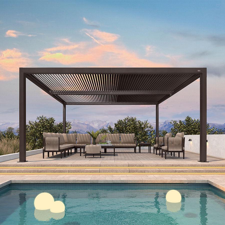 PURPLE LEAF Athena Outdoor Louvered Pergola Adjustable Metal Roof Bronze Hardtop Gazebo Patio Pavilion - Image 33