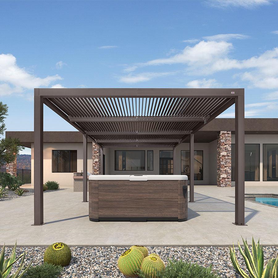 PURPLE LEAF Athena Outdoor Louvered Pergola Adjustable Metal Roof Bronze Hardtop Gazebo Patio Pavilion - Image 36