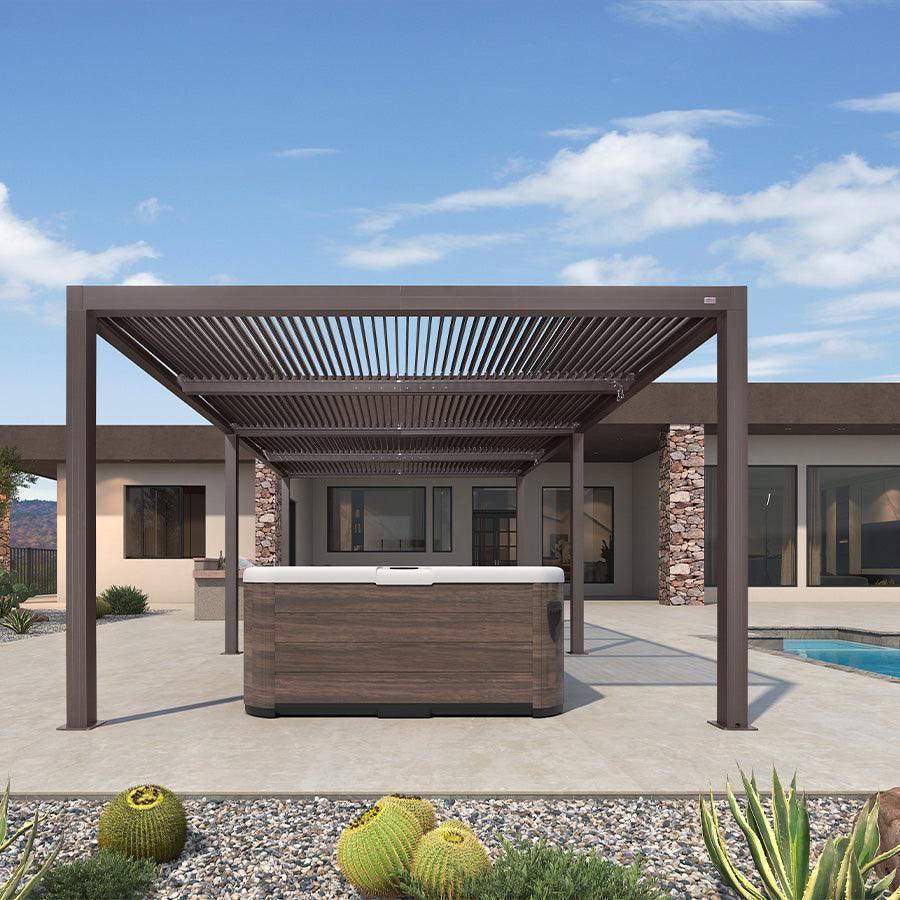 PURPLE LEAF Athena Outdoor Louvered Pergola Adjustable Metal Roof Bronze Hardtop Gazebo Patio Pavilion - Image 39