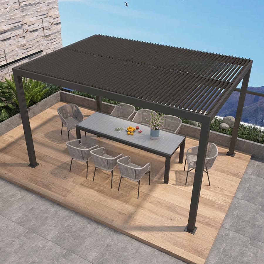 PURPLE LEAF Athena Outdoor Louvered Pergola Adjustable Metal Roof Bronze Hardtop Gazebo Patio Pavilion - Image 4