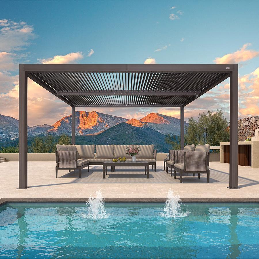 PURPLE LEAF Athena Outdoor Louvered Pergola Adjustable Metal Roof Bronze Hardtop Gazebo Patio Pavilion - Image 41