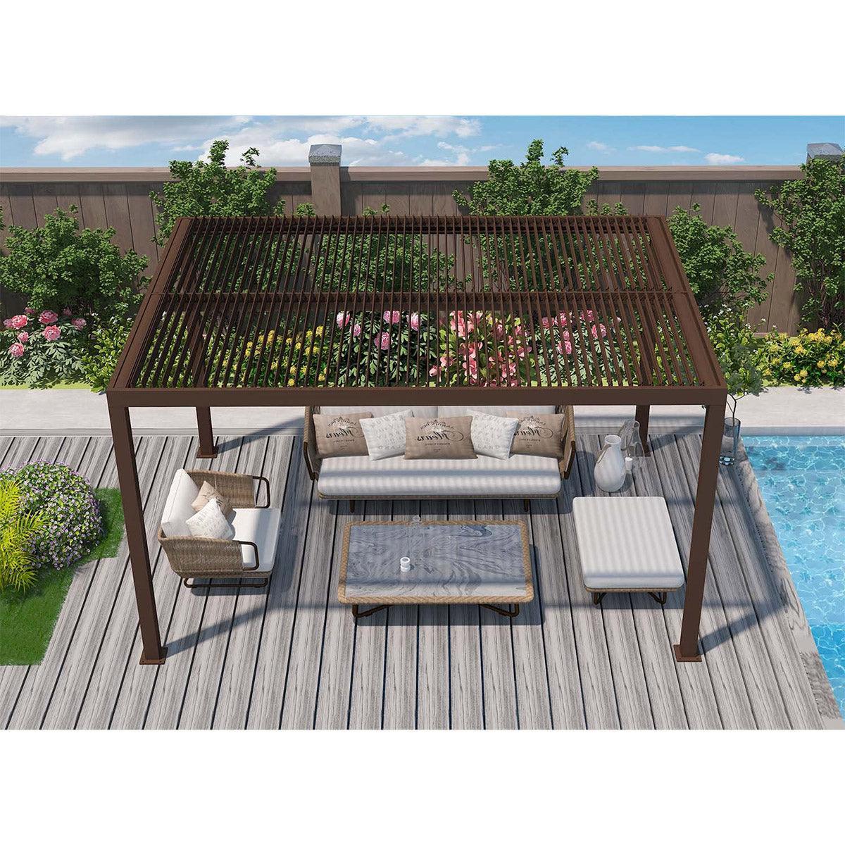 PURPLE LEAF Athena Outdoor Louvered Pergola Adjustable Metal Roof Bronze Hardtop Gazebo Patio Pavilion - Image 5