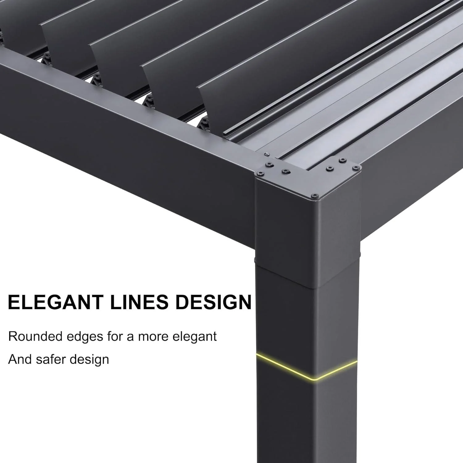 PURPLE LEAF Caesar Outdoor Louvered Pergola Patio Sun Shade Shelter with Adjustable Hardtop Patio Pergola Gray Frame White Roof - Image 15