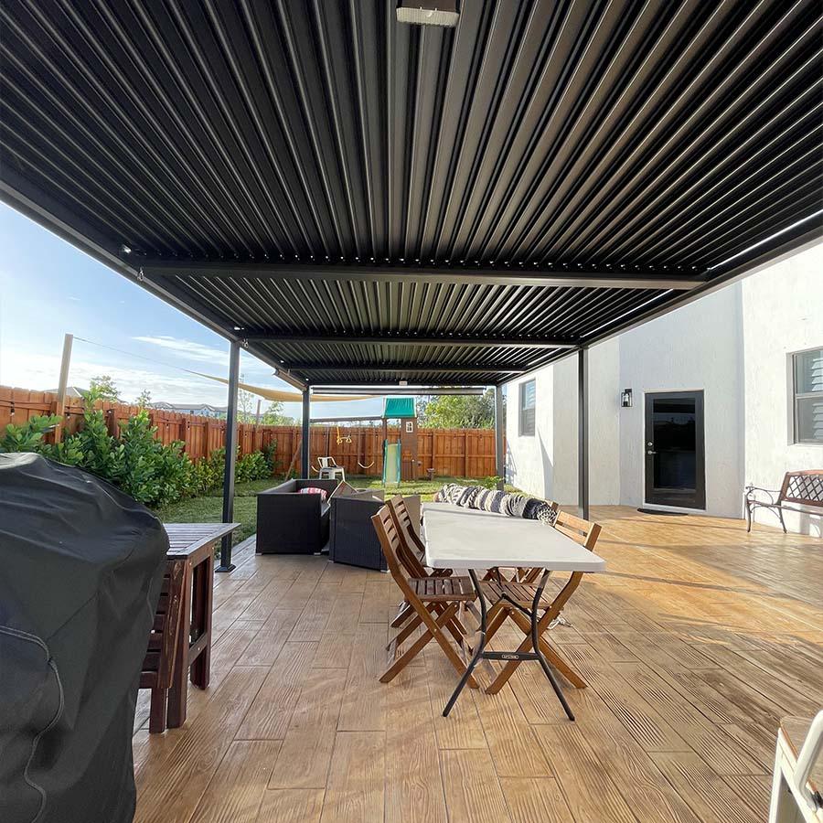 PURPLE LEAF Caesar Outdoor Louvered Pergola Patio Sun Shade Shelter with Adjustable Hardtop Patio Pergola Gray Frame White Roof - Image 18