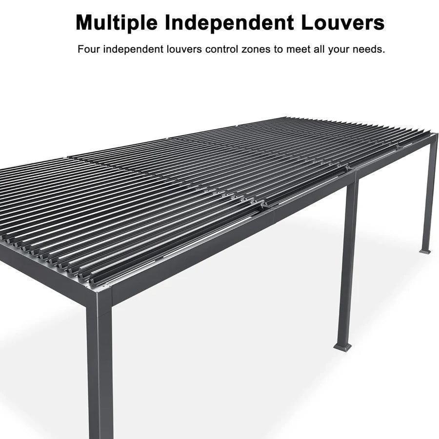 PURPLE LEAF Caesar Outdoor Louvered Pergola Patio Sun Shade Shelter with Adjustable Hardtop Patio Pergola Gray Frame White Roof - Image 33