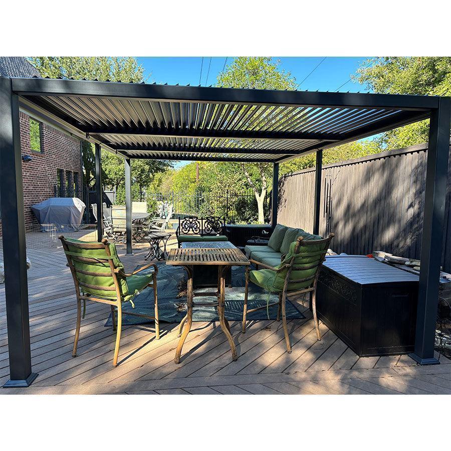 PURPLE LEAF Caesar Solar Louvered Pergola with LED Strip Lights and Control Panel Aluminum Outdoor Pergola with Adjustable Roof for Patio Deck Garden Yard Gray - Image 26