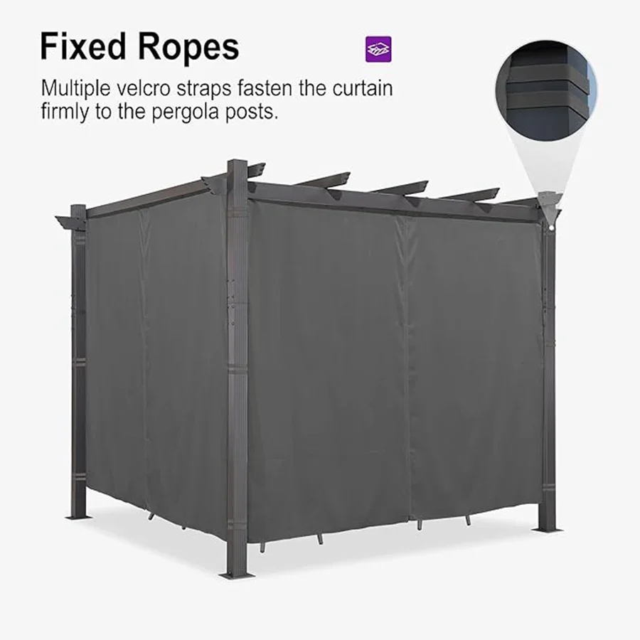 PURPLE LEAF Outdoor Pergola with Retractable Canopy Aluminum Shelter for Beach Porch Garden  Shade Pavilion Pergola  with Curtains - Image 213